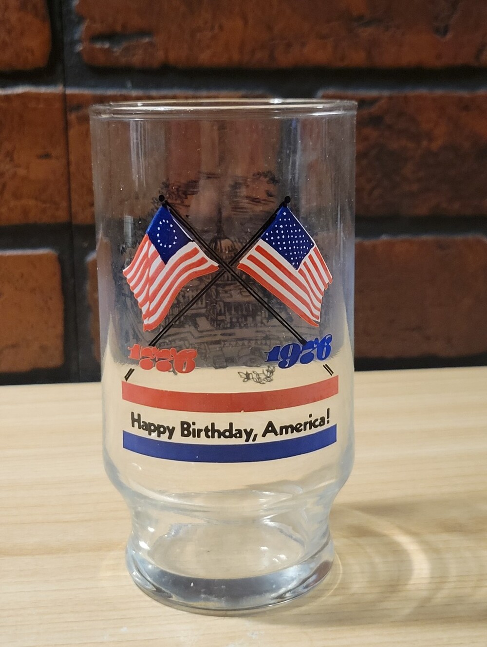 Vintage Bicentennial Happy Birthday America Collectible Glass